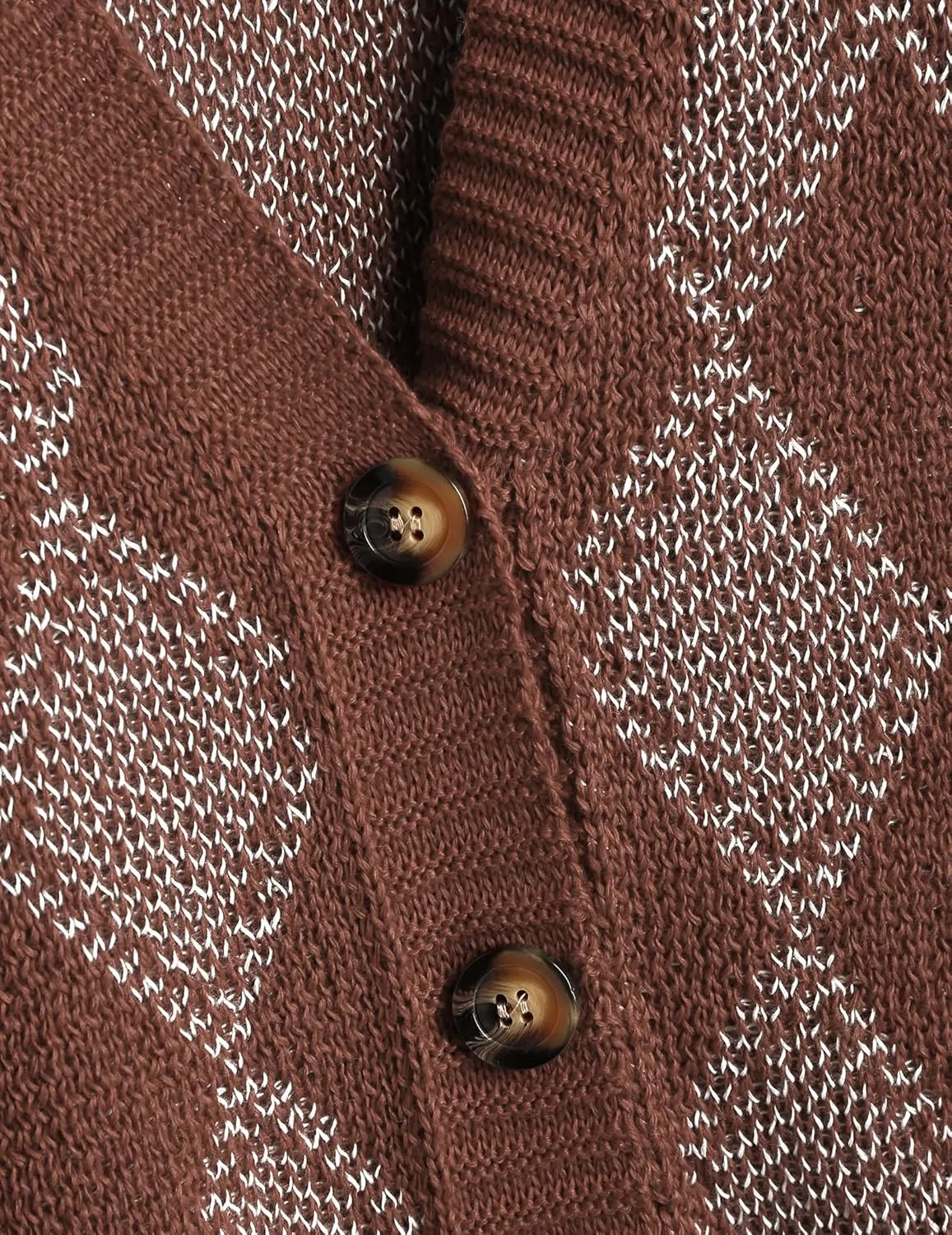 ZAFUL Women's Cardigan Sweaters Argyle Plaid Long Sleeve Button Down Preppy Oversized Chunky Knit Outerwear