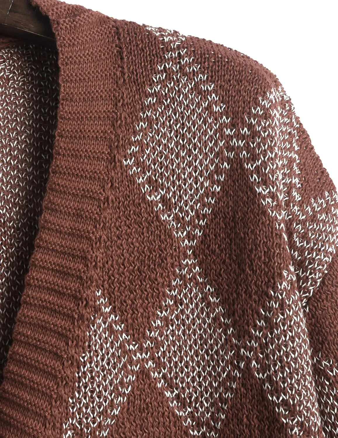 ZAFUL Women's Cardigan Sweaters Argyle Plaid Long Sleeve Button Down Preppy Oversized Chunky Knit Outerwear