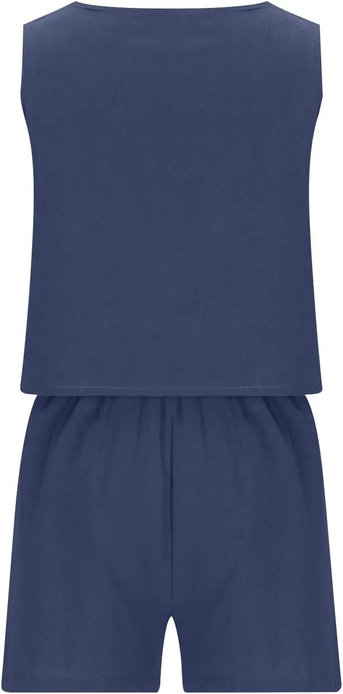 ZDRZK 2 Piece Shorts Set For Women Summer 2023 Trendy Sleeveless Crop Tank Top And High Waisted Shorts Romper Outfits