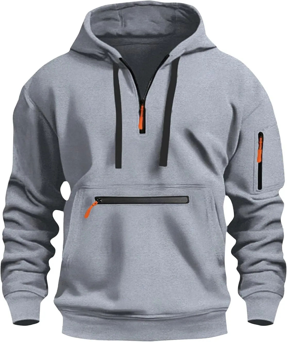 ZEFOTIM Hoodie for Men Drawstring Quarter Zip Hoodies Soild Color Pullovers Winter Sweatshirts with Pockets