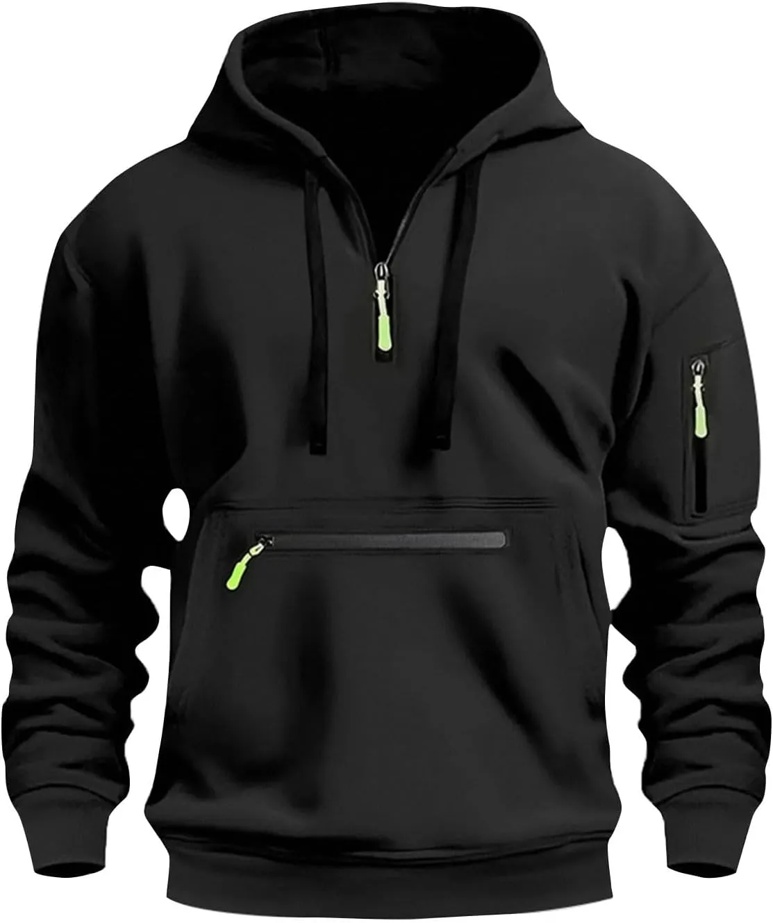 ZEFOTIM Hoodie for Men Drawstring Quarter Zip Hoodies Soild Color Pullovers Winter Sweatshirts with Pockets